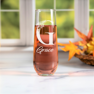 Elegance | Personalized 8.5oz Stemless Champagne Flute